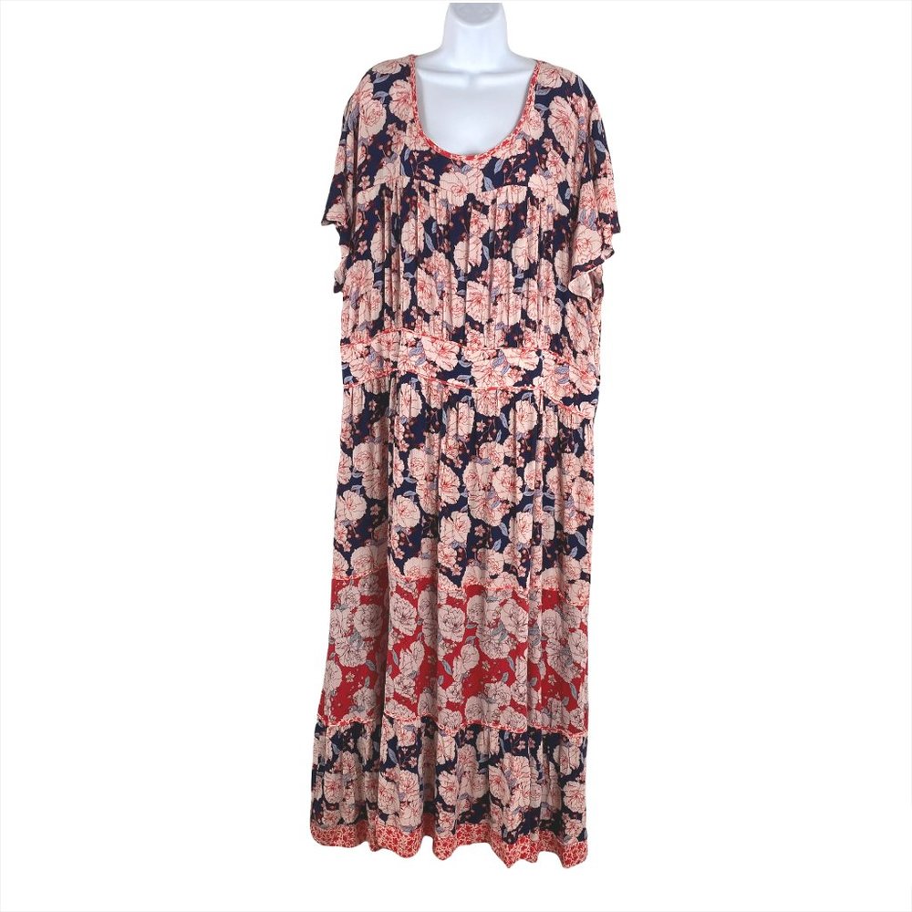 Knox Rose Maxi Dress Floral Multicolored Boho Rayon Women's 4X